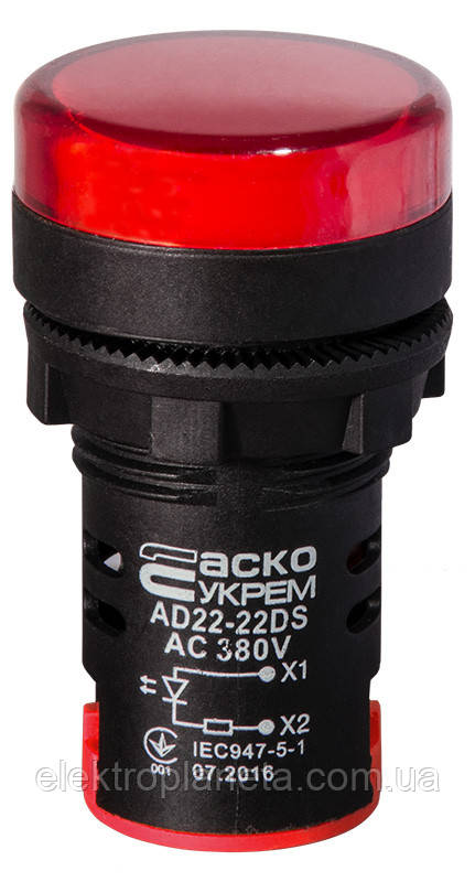Сигнальна арматура лампа індикатор напруги AD22-22DS червона 380V АC A0140030150 A0140030150, фото 1