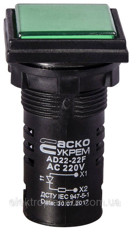 Сигнальна арматура лампа індикатор напруги AD22-22F зелена 220V АC A0140030156 A0140030156, фото 1