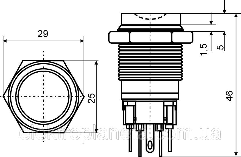 TYJ 22-321 Кнопка металева з фіксацією 1NO+1NC A0140010127 - фото 6 - id-p416819590