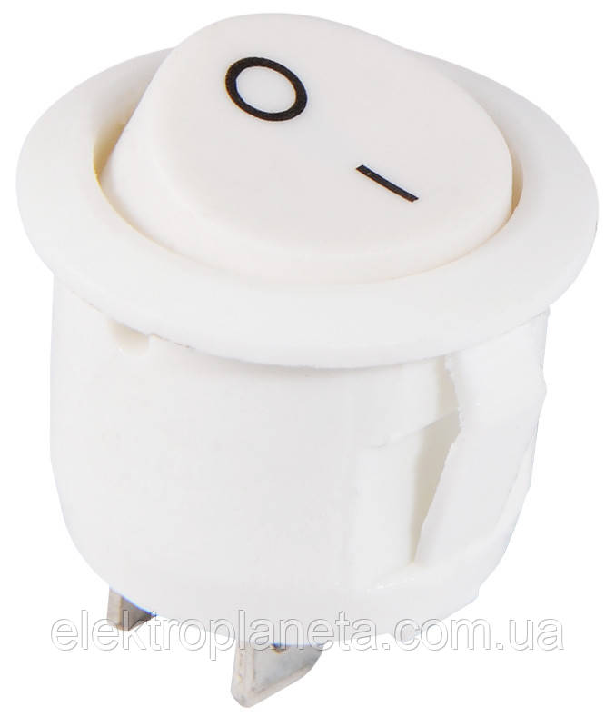 Перемикач клавішний кнопковий KCD1-5-101 WH/WH 1 клавішний круглий білий A0140040068, фото 1