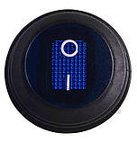 Перемикач клавішний кнопковий KCD1-5-101WN BL/B 1 клавішний круглий з підсвіткою і захистом (синій) A0140040076, фото 3