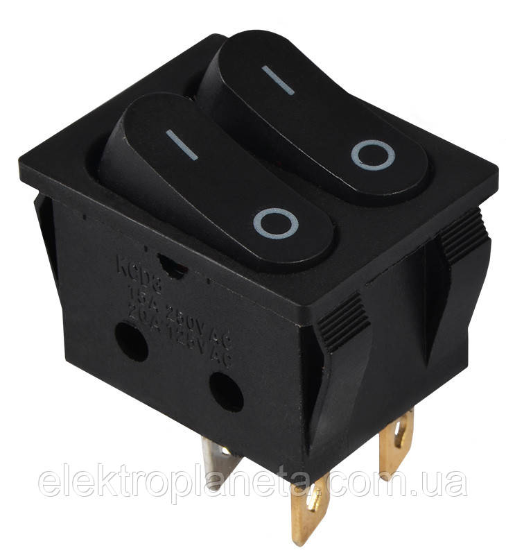 Перемикач клавішний кнопковий KCD2 - 5-2101 B/B 2 клавішний (чорний) A0140040116, фото 1