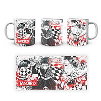 Кружка GeekLand Demon Slayer Клинок, що розтинає демонів Танджиро Чорно-білий колаж SL 02.447