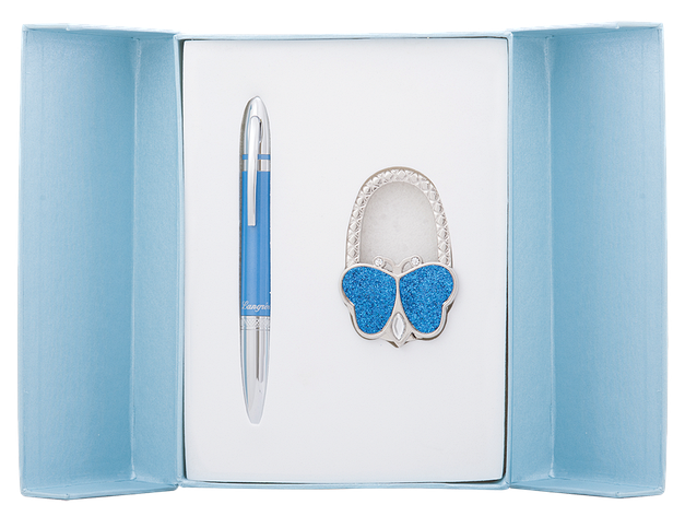 @$Набір подарунковий Lightness: ручка кулькова + гачок д/ сумки синій, фото 2