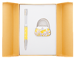 @$Набір подарунковий Sense: ручка кулькова + гачок д/ сумки жовтий