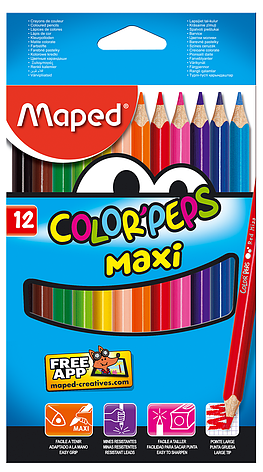 Олівці кольорові COLOR PEPS Jumbo 12 кольорів, фото 1