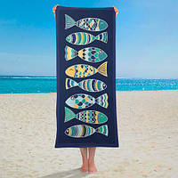 Полотенце пляжное с принтом Рыбки 150x70 см (PLB_21J029)