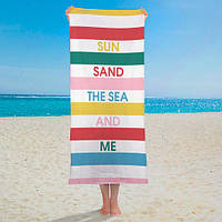 Полотенце пляжное с принтом Sun sand the sea and me 150x70 см (PLB_21J027)