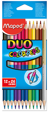Олівці кольорові COLOR PEPS Duo двосторонні 12шт/24 кол, фото 1