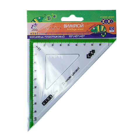@Косинець 100мм 90°/45° з салатовою смужкою блістер KIDS Line, фото 1