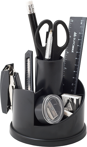 Набір настільний з наповненням (13 предметів) пластиковий чорний, фото 1