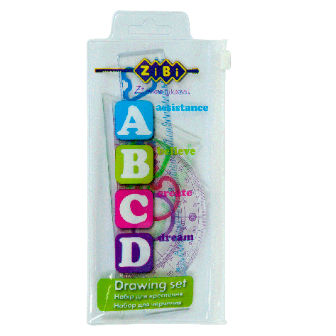 Комплект ABCD: лінійка 15см 2 косинця транспортир асорті KIDS Line, фото 1