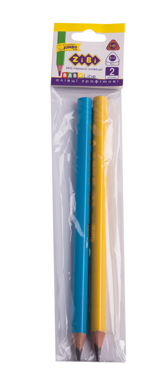 @Комплект олівців графітовий тригранний JUMBO HB без гумки 2 шт. у блістері BABY Line