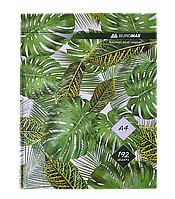 /Книга канцелярська FLORISTICA А4 192 л клітинка офсет, тверда ламінована обкладинка зелена