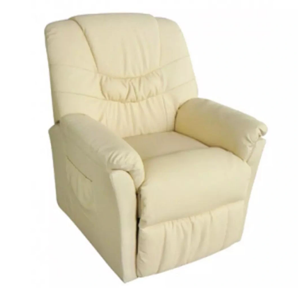 Кресло массажное с пультом кремовый - фото 3 - id-p1340114226