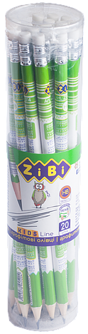 Олівець графітовий TABLE HB з гумкою туба 20 шт KIDS Line, фото 1
