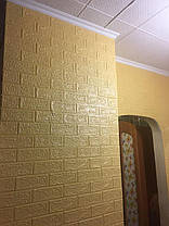 3Д панель під цеглу самоклеюча шпалери 3D самоклейка 700х770х3 мм бежевий, фото 5