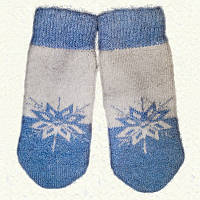 Вовняні рукавиці з махрою Сніжинка - Блакитний