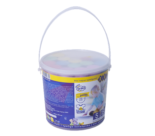 /Крейда кольоровий JUMBO круглий 15 шт у відрі BABY Line, фото 1