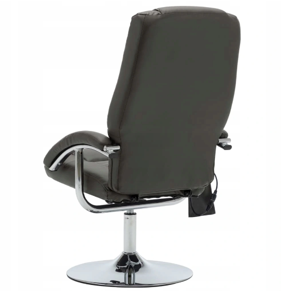 Кресло массажное с подставкой для ног регулируемое серое экокожа - фото 4 - id-p1340126240