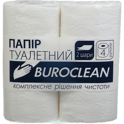 /Бумах туал целюлоз Buroclean 4 рул на гільзі 2х сл білий, фото 1