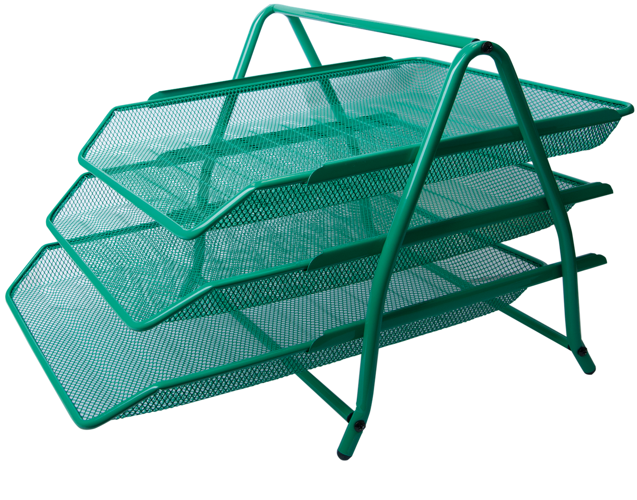 Лоток для паперів горизонтальний 3 в 1 металевий зелений