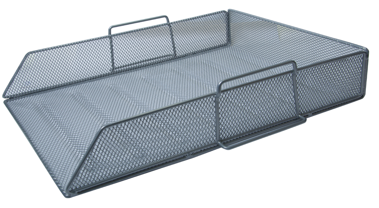 Лоток для паперів горизонтальний металевий сріблястий