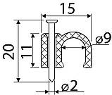 Скоба кабельна 9 мм кругла (упак 100шт) A0150030006, фото 2