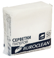 /Серветки паперові BuroClean 240*240 50шт в п/п упак білий