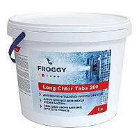 Химия для бассейна Froggy «Long Chlor Tabs 200» / таблетки медленного хлора по 200 гр (1 кг)