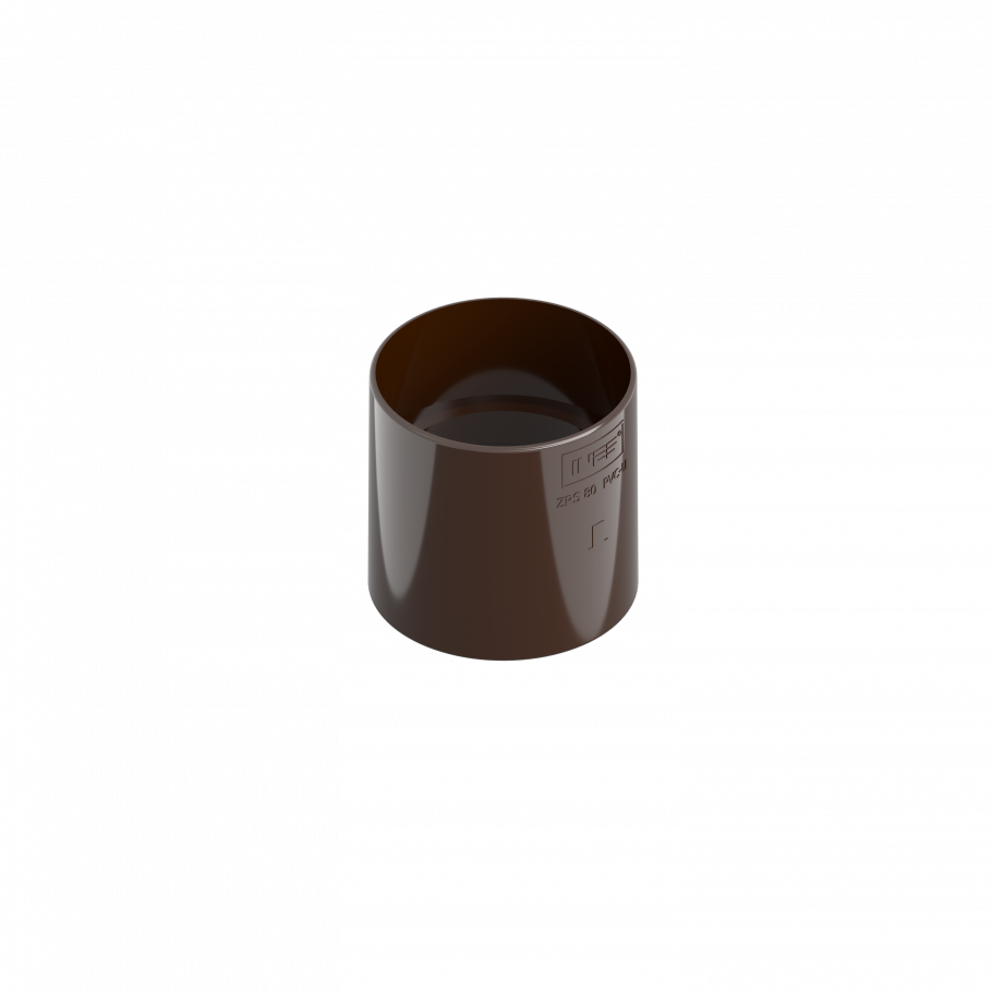 З'єднувач труби (муфта труби), водостічна система INES 80 мм Колір коричневий RAL 8017., фото 1