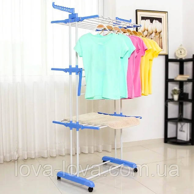 Сушарка для білизни підлогова (вертикальна). Сушарка для білизни Three Layers Cloth Rack