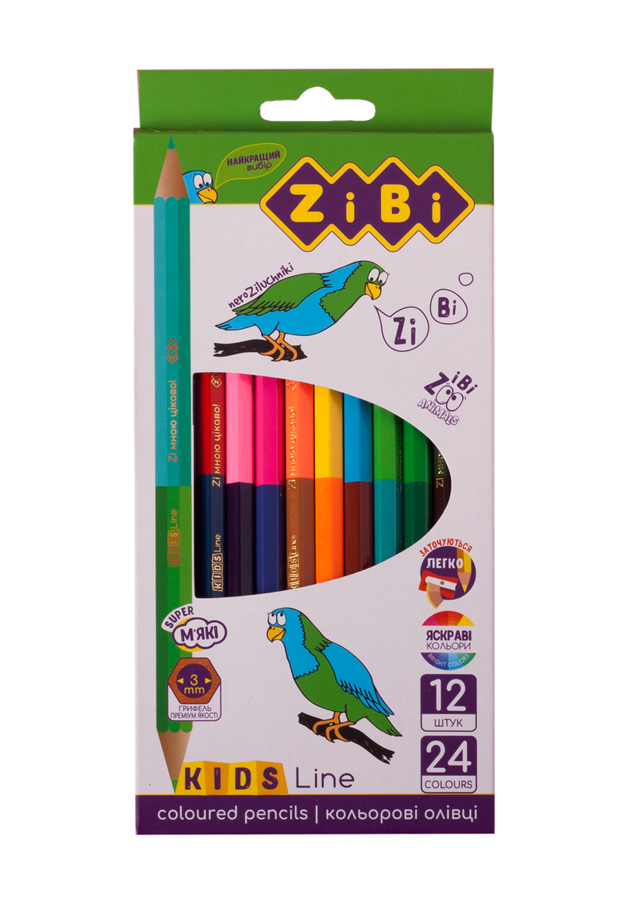 Олівці кольорові Double 12 шт (24 кольори) KIDS Line
