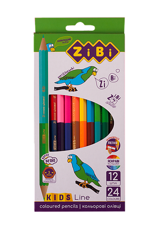 Олівці кольорові Double 12 шт (24 кольори) KIDS Line, фото 1