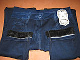 Джеггінси-батали високі безшовні на хутрі під джинс темно-сині розмір 52-54, фото 3