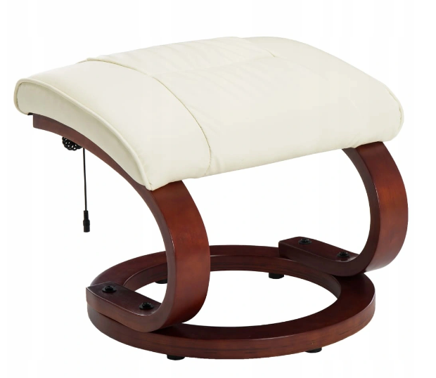 Кресло массажное с подставкой для ног кремово-белое - фото 7 - id-p1340147129