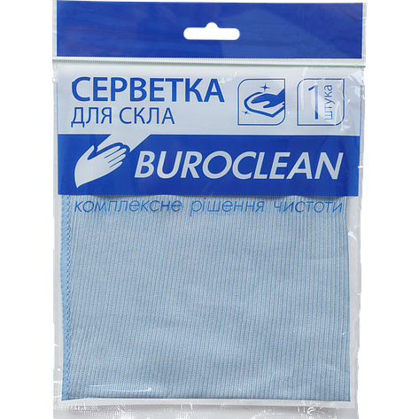 Серветка мікрофібра для скла і дзеркал Buroclean 30х30, фото 1
