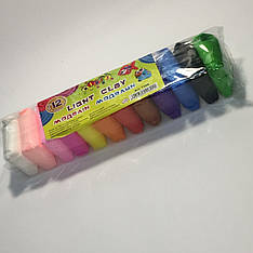 Маса для ліплення суперлегка. 12 кв, 15 г. 7397/7396 Kidis зі стеками в пакеті, 12уп