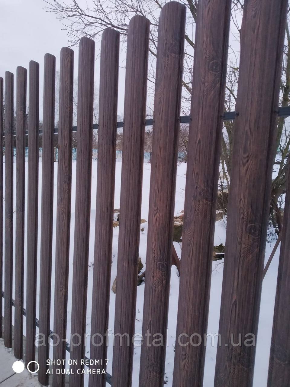 Штакетник під дерево "Горіх із сучком 3Д", Євроштакетник під дерево.