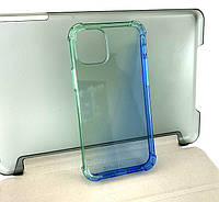 Чехол на iPhone 12 Mini накладка бампер противоударный силиконовый Ultra Gradient зелено-голубой