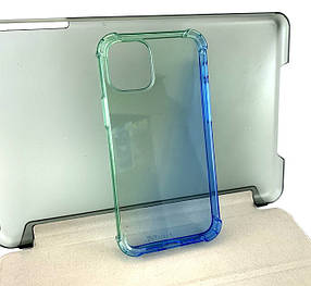Чохол на iPhone 12 Mini накладка на бампер захисний силіконовий Ultra Gradient зелено-блакитний