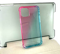 Чехол на iPhone 12 Mini накладка бампер противоударный силиконовый Ultra Gradient розово-голубой