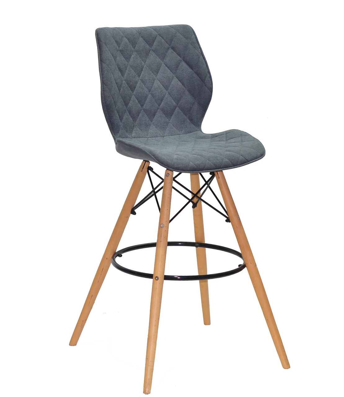 Стілець барний на дерев'яних ніжках Nolan 75 шеніл, світлий сірий SH - 1