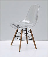 Стул Nik Q Carbon прозрачный акрил, деревянные буковые ножки, Eames DSW Chair transparent