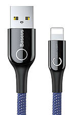 Кабель для зарядки телефона/ смартфона Baseus USB - Lightning 2.4 A 1 м Синій/ Чорний (CALCD-03), фото 3