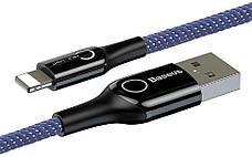 Кабель для зарядки телефона/ смартфона Baseus USB - Lightning 2.4 A 1 м Синій/ Чорний (CALCD-03), фото 4