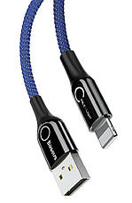 Кабель для зарядки телефона/ смартфона Baseus USB - Lightning 2.4 A 1 м Синій/ Чорний (CALCD-03), фото 5