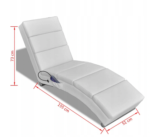 Раскладывающееся массажное кресло синтетическая кожа белого цвета - фото 6 - id-p1340216999
