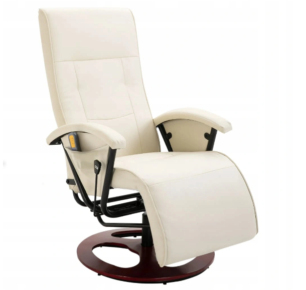 Кресло массажное с пультом кремовый искусственная кожа - фото 2 - id-p1340222748