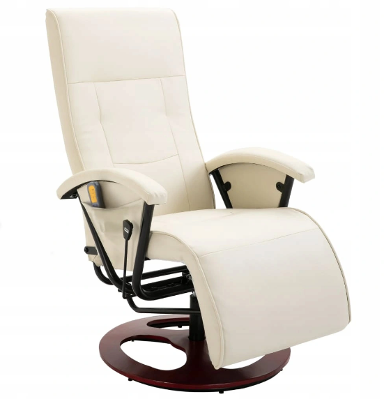Кресло массажное с пультом кремовый искусственная кожа - фото 1 - id-p1340222748